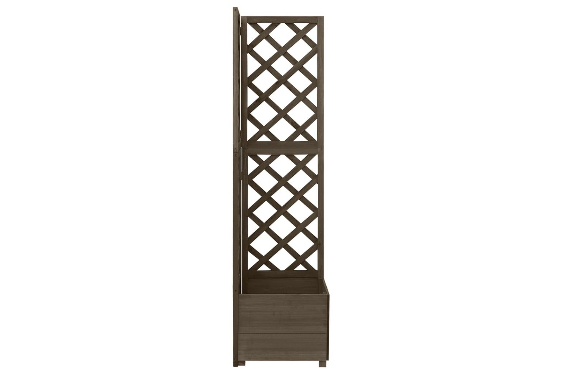 Blomsterkasse med espalier hjørne 40x40x150 cm heltre gran - Grå - Hage - Dyrking & hagearbeid - Drivhus - Drivhustilbehør