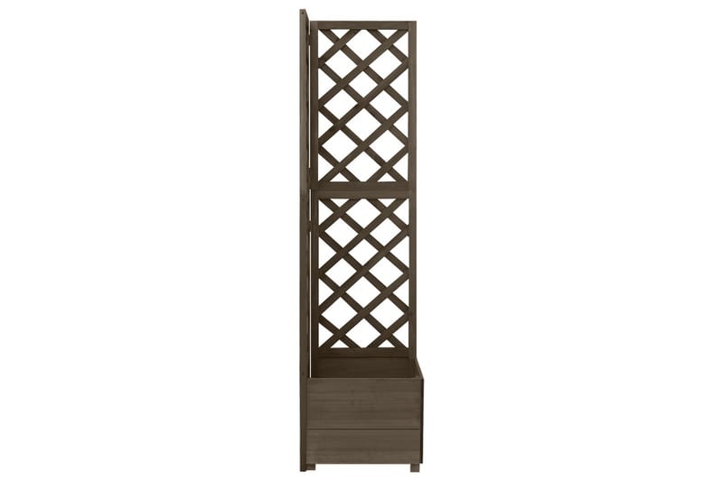 Blomsterkasse med espalier hjørne 40x40x150 cm heltre gran - Grå - Hage - Dyrking & hagearbeid - Drivhus - Drivhustilbehør