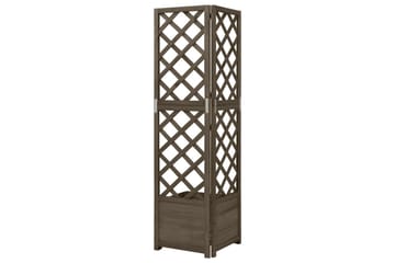 Blomsterkasse med espalier hjørne 40x40x150 cm heltre gran - Grå - Hage - Dyrking & hagearbeid - Drivhus - Drivhustilbehør