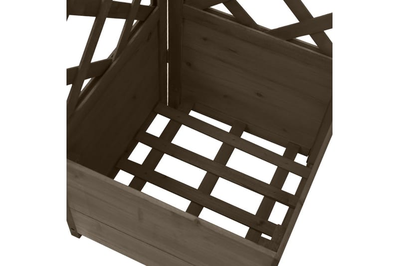 Blomsterkasse med espalier hjørne 40x40x150 cm heltre gran - Grå - Hage - Dyrking & hagearbeid - Drivhus - Drivhustilbehør