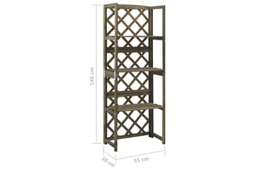 Espalier med hyller 55x30x140 cm heltre gran grå - Grå - Hage - Dyrking & hagearbeid - Drivhus - Drivhustilbehør