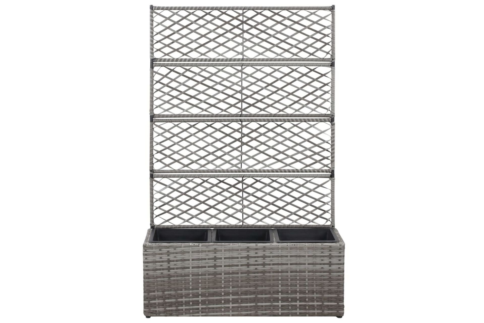 Høybed med espalier 3 potter 83x30x130 cm polyrotting grå - Grå - Hage - Dyrking & hagearbeid - Drivhus - Drivhustilbehør
