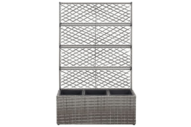 Høybed med espalier 3 potter 83x30x130 cm polyrotting grå - Grå - Hage - Dyrking & hagearbeid - Drivhus - Drivhustilbehør