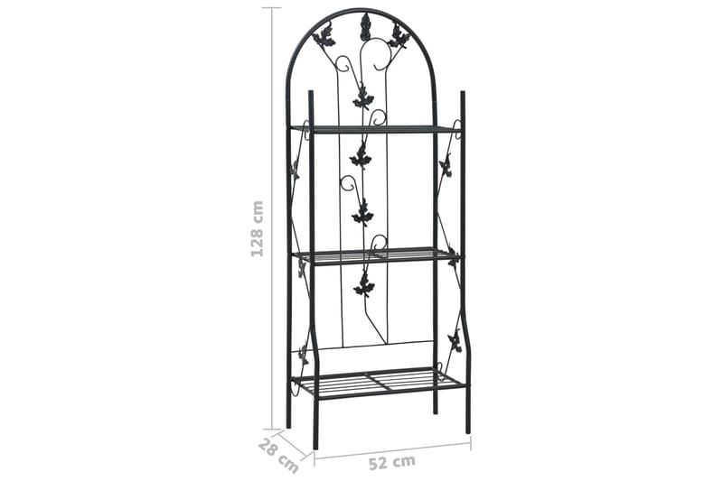 Plantestativ 3 etasjer svart 52x28x128 cm jern - Drivhustilbehør - Espalier