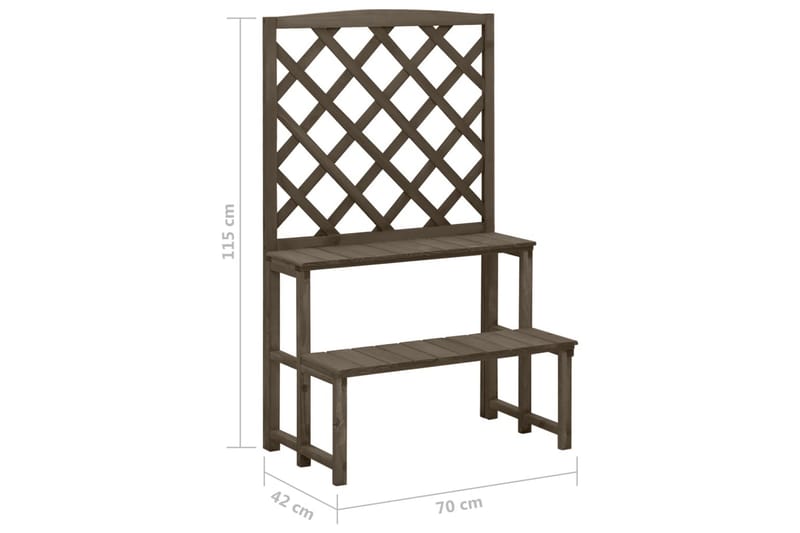 Plantestativ med espalier grå 70x42x115 cm heltre gran - Grå - Hage - Dyrking & hagearbeid - Drivhus - Drivhustilbehør