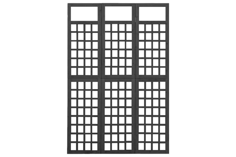 Romdeler/espalier 3 paneler heltre gran svart 121x180 cm - Svart - Espalier - Drivhustilbehør