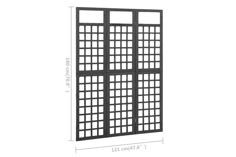 Romdeler/espalier 3 paneler heltre gran svart 121x180 cm - Svart - Hage - Dyrking & hagearbeid - Drivhus - Drivhustilbehør