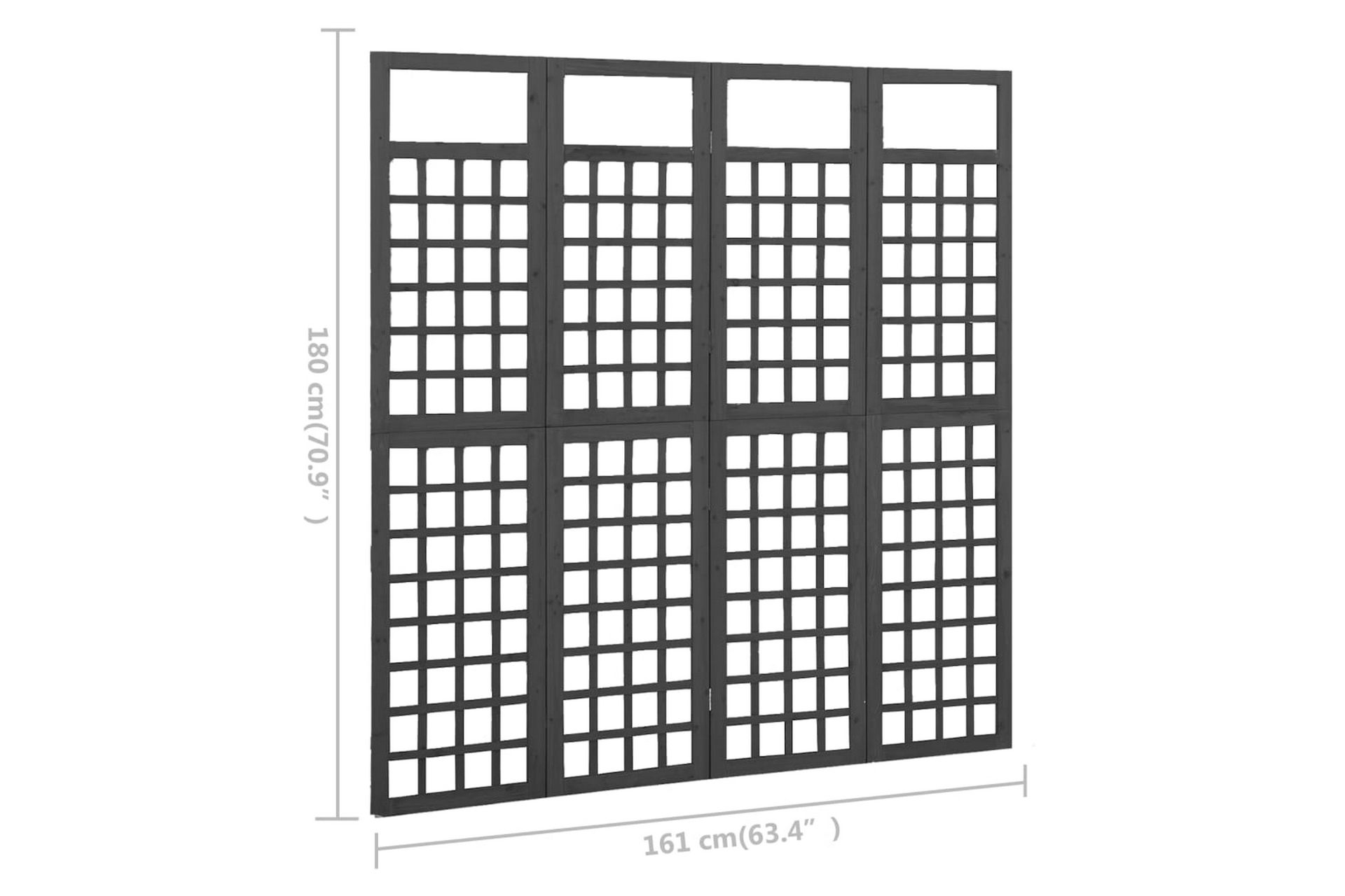 Romdeler/espalier 4 paneler heltre gran svart 161x180 cm - Svart - Hage - Dyrking & hagearbeid - Drivhus - Drivhustilbehør
