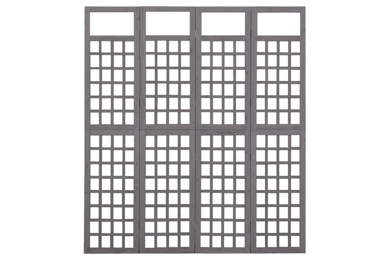 Romdeler/espalier 4 paneler heltre gran grå 161x180 cm - Grå - Hage - Dyrking & hagearbeid - Drivhus - Drivhustilbehør