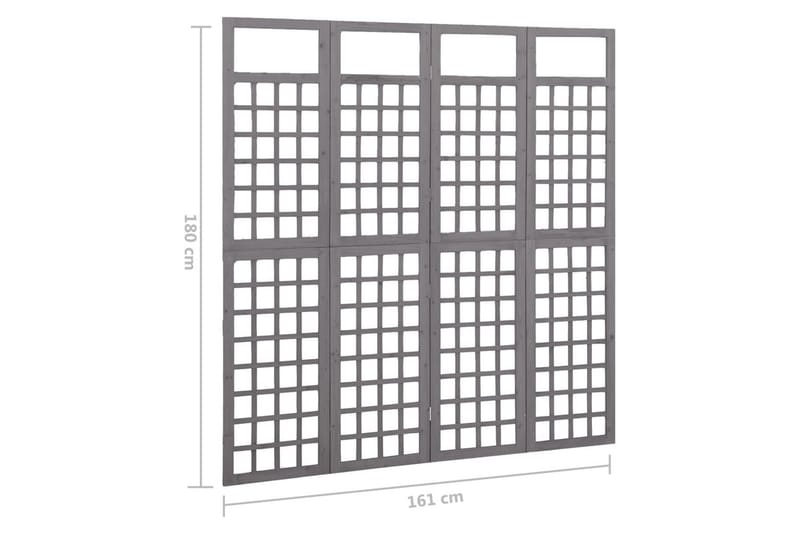 Romdeler/espalier 4 paneler heltre gran grå 161x180 cm - Grå - Hage - Dyrking & hagearbeid - Drivhus - Drivhustilbehør
