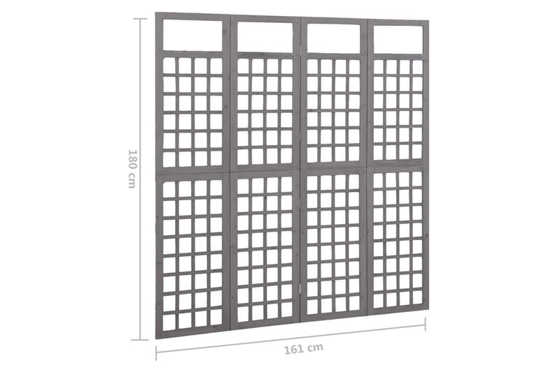 Romdeler/espalier 4 paneler heltre gran grå 161x180 cm - Grå - Drivhustilbehør - Espalier