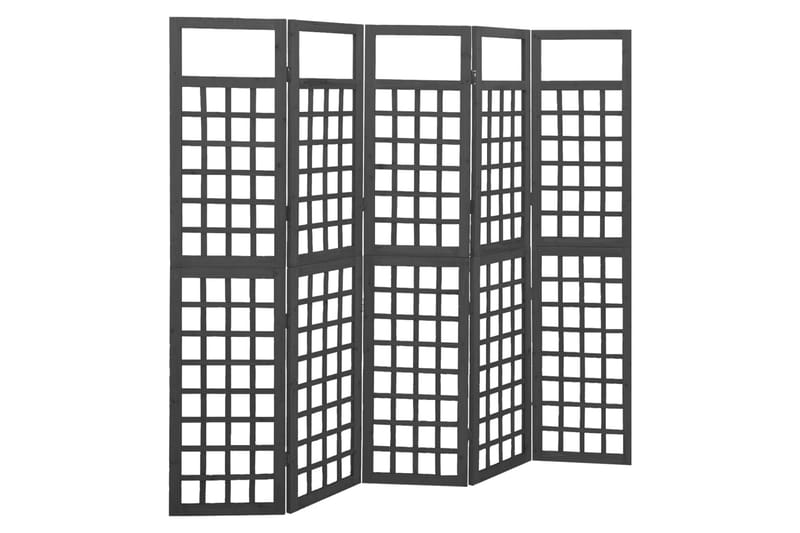 Romdeler/espalier 5 paneler heltre svart 201,5x180 cm - Svart - Espalier - Drivhustilbehør