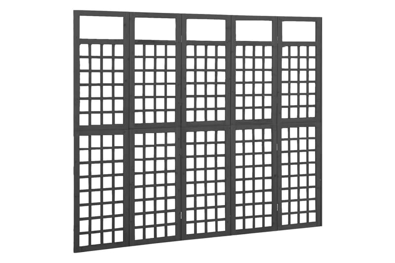 Romdeler/espalier 5 paneler heltre svart 201,5x180 cm - Svart - Drivhustilbehør - Espalier