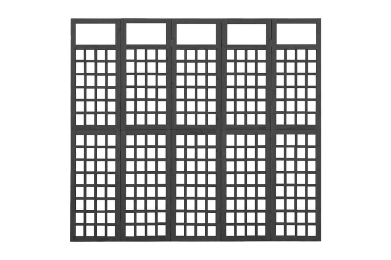 Romdeler/espalier 5 paneler heltre svart 201,5x180 cm - Svart - Hage - Dyrking & hagearbeid - Drivhus - Drivhustilbehør