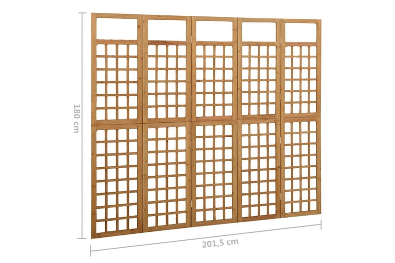 Romdeler/espalier 5 paneler heltre gran 201,5x180 cm - Brun - Espalier - Drivhustilbehør