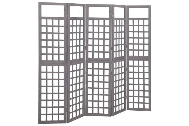 Romdeler/espalier 5 paneler heltre gran grå 201,5x180 cm - Grå - Hage - Dyrking & hagearbeid - Drivhus - Drivhustilbehør