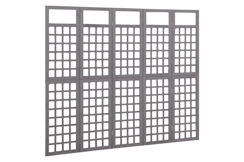 Romdeler/espalier 5 paneler heltre gran grå 201,5x180 cm - Grå - Hage - Dyrking & hagearbeid - Drivhus - Drivhustilbehør