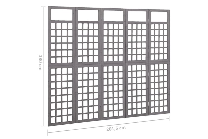 Romdeler/espalier 5 paneler heltre gran grå 201,5x180 cm - Grå - Hage - Dyrking & hagearbeid - Drivhus - Drivhustilbehør