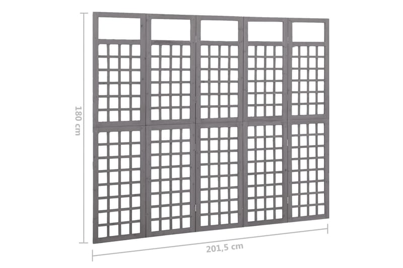 Romdeler/espalier 5 paneler heltre gran grå 201,5x180 cm - Grå - Drivhustilbehør - Espalier