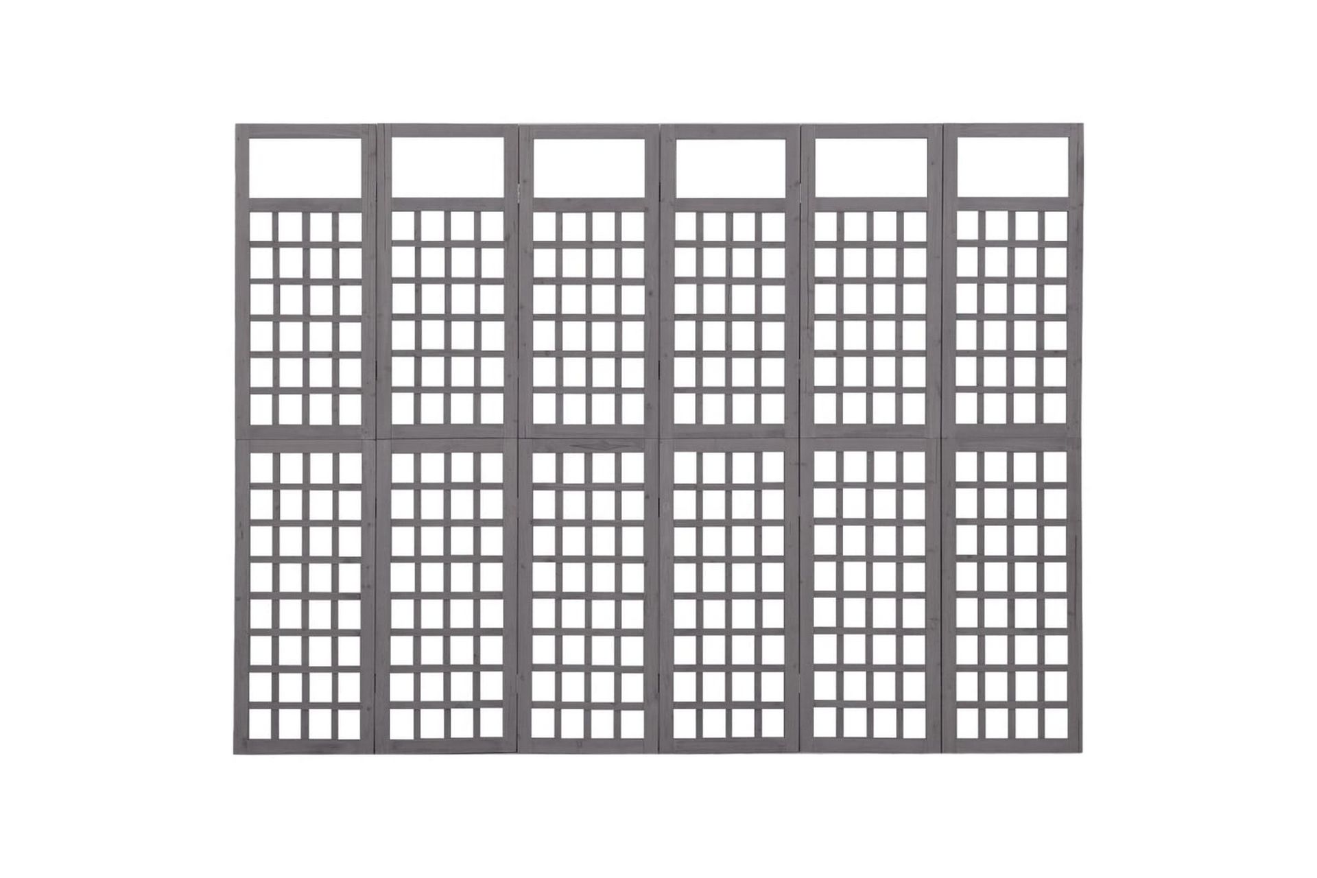Romdeler/espalier 6 paneler heltre gran grå 242,5x180 cm - Grå - Hage - Dyrking & hagearbeid - Drivhus - Drivhustilbehør