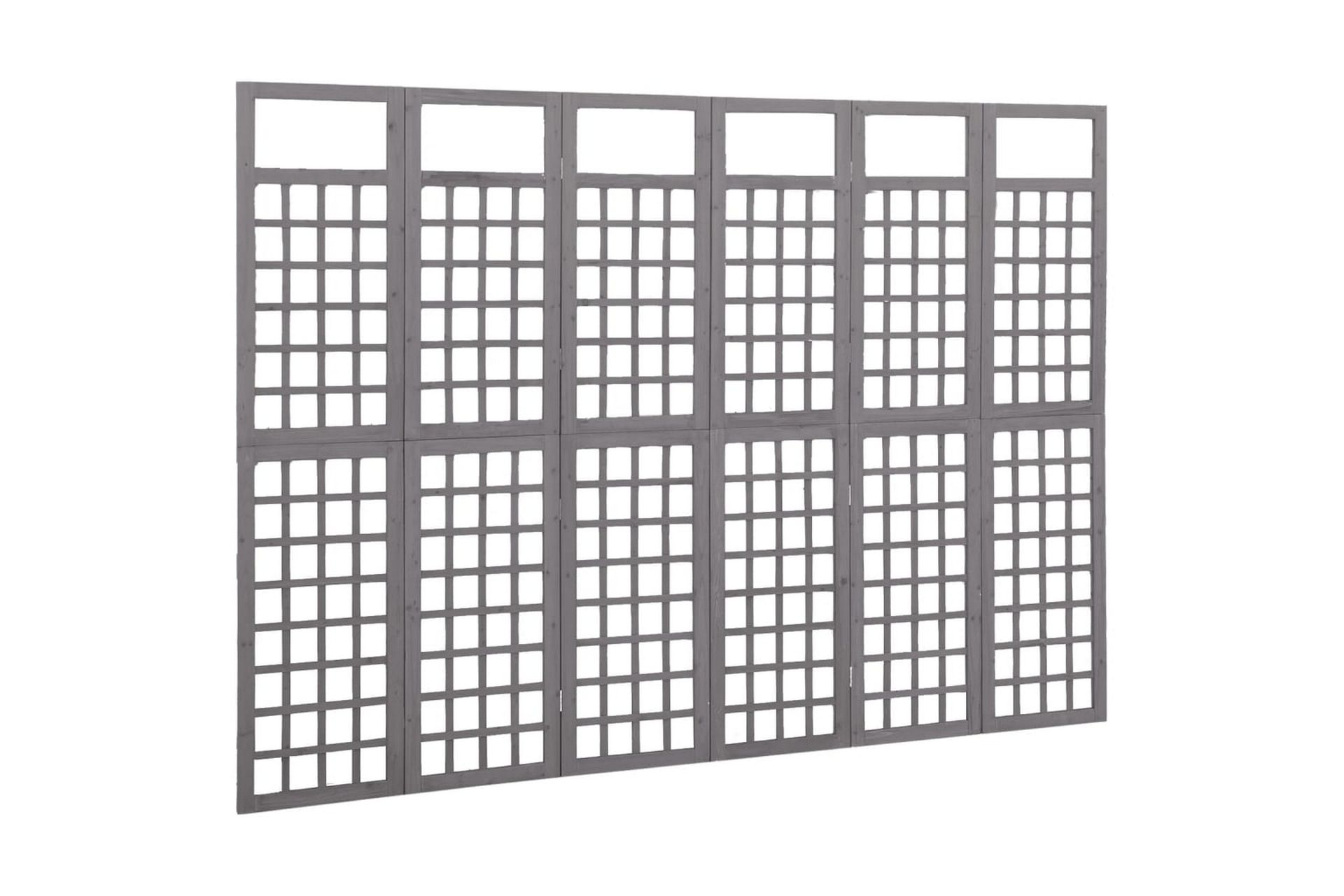 Romdeler/espalier 6 paneler heltre gran grå 242,5x180 cm - Grå - Hage - Dyrking & hagearbeid - Drivhus - Drivhustilbehør