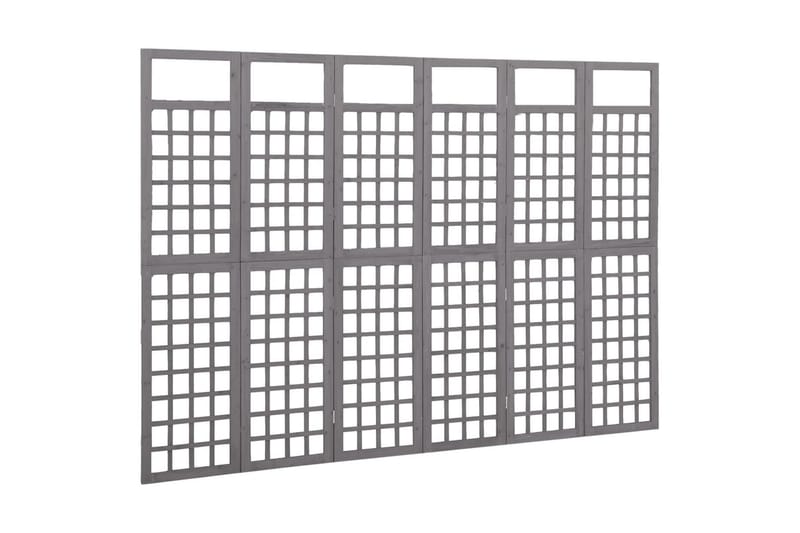 Romdeler/espalier 6 paneler heltre gran grå 242,5x180 cm - Grå - Hage - Dyrking & hagearbeid - Drivhus - Drivhustilbehør