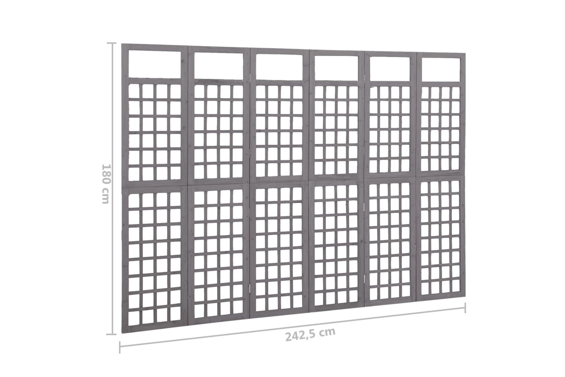 Romdeler/espalier 6 paneler heltre gran grå 242,5x180 cm - Grå - Hage - Dyrking & hagearbeid - Drivhus - Drivhustilbehør