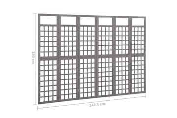 Romdeler/espalier 6 paneler heltre gran grå 242,5x180 cm - Grå - Hage - Dyrking & hagearbeid - Drivhus - Drivhustilbehør