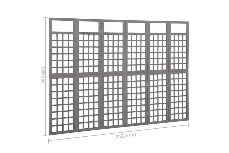 Romdeler/espalier 6 paneler heltre gran grå 242,5x180 cm - Grå - Hage - Dyrking & hagearbeid - Drivhus - Drivhustilbehør