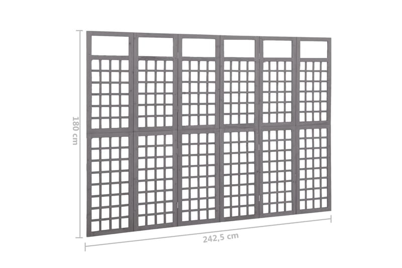 Romdeler/espalier 6 paneler heltre gran grå 242,5x180 cm - Grå - Drivhustilbehør - Espalier