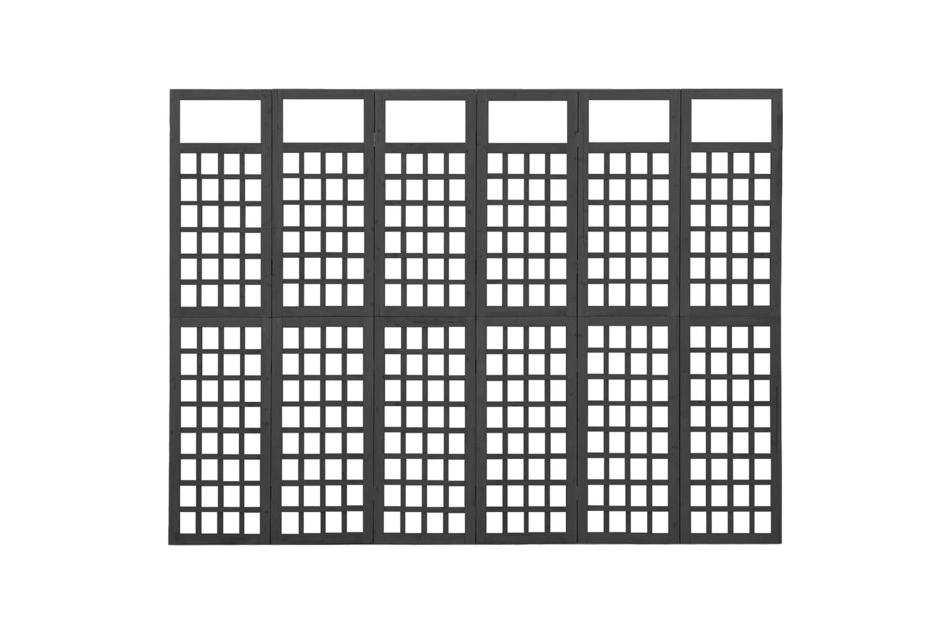 Romdeler/espalier 6 paneler heltre svart 242,5x180 cm - Svart - Hage - Dyrking & hagearbeid - Drivhus - Drivhustilbehør