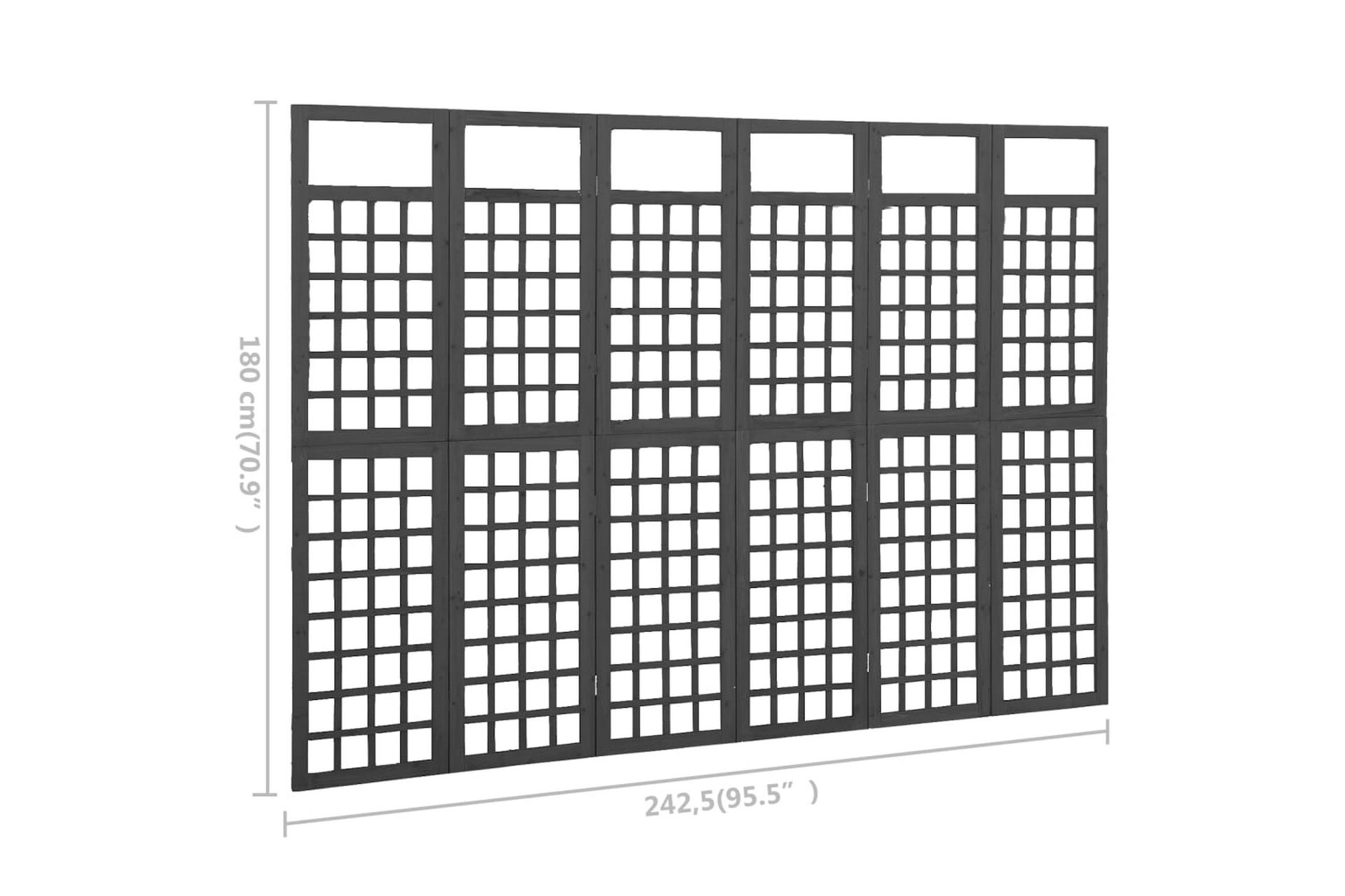 Romdeler/espalier 6 paneler heltre svart 242,5x180 cm - Svart - Hage - Dyrking & hagearbeid - Drivhus - Drivhustilbehør