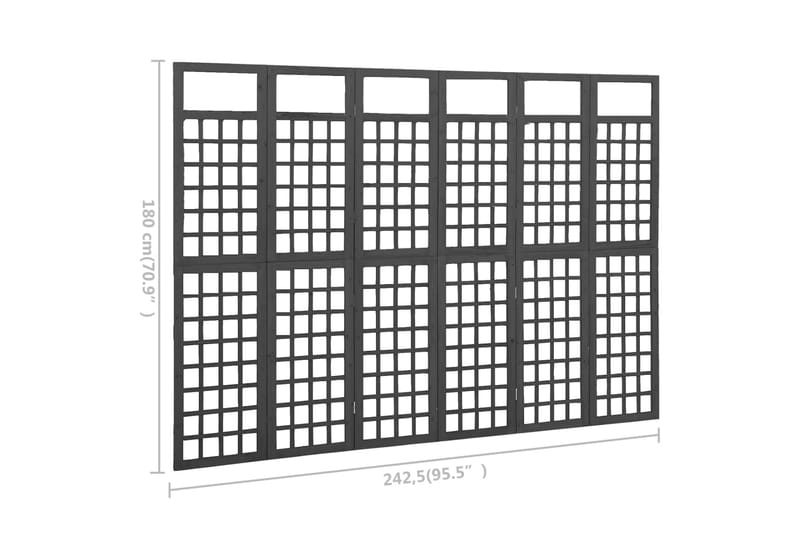 Romdeler/espalier 6 paneler heltre svart 242,5x180 cm - Svart - Drivhustilbehør - Espalier
