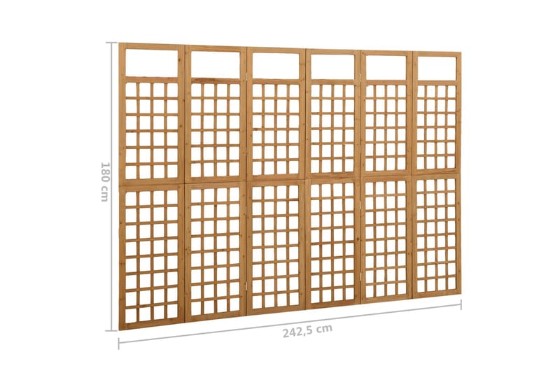 Romdeler/espalier 6 paneler heltre gran 242,5x180 cm - Brun - Hage - Dyrking & hagearbeid - Drivhus - Drivhustilbehør