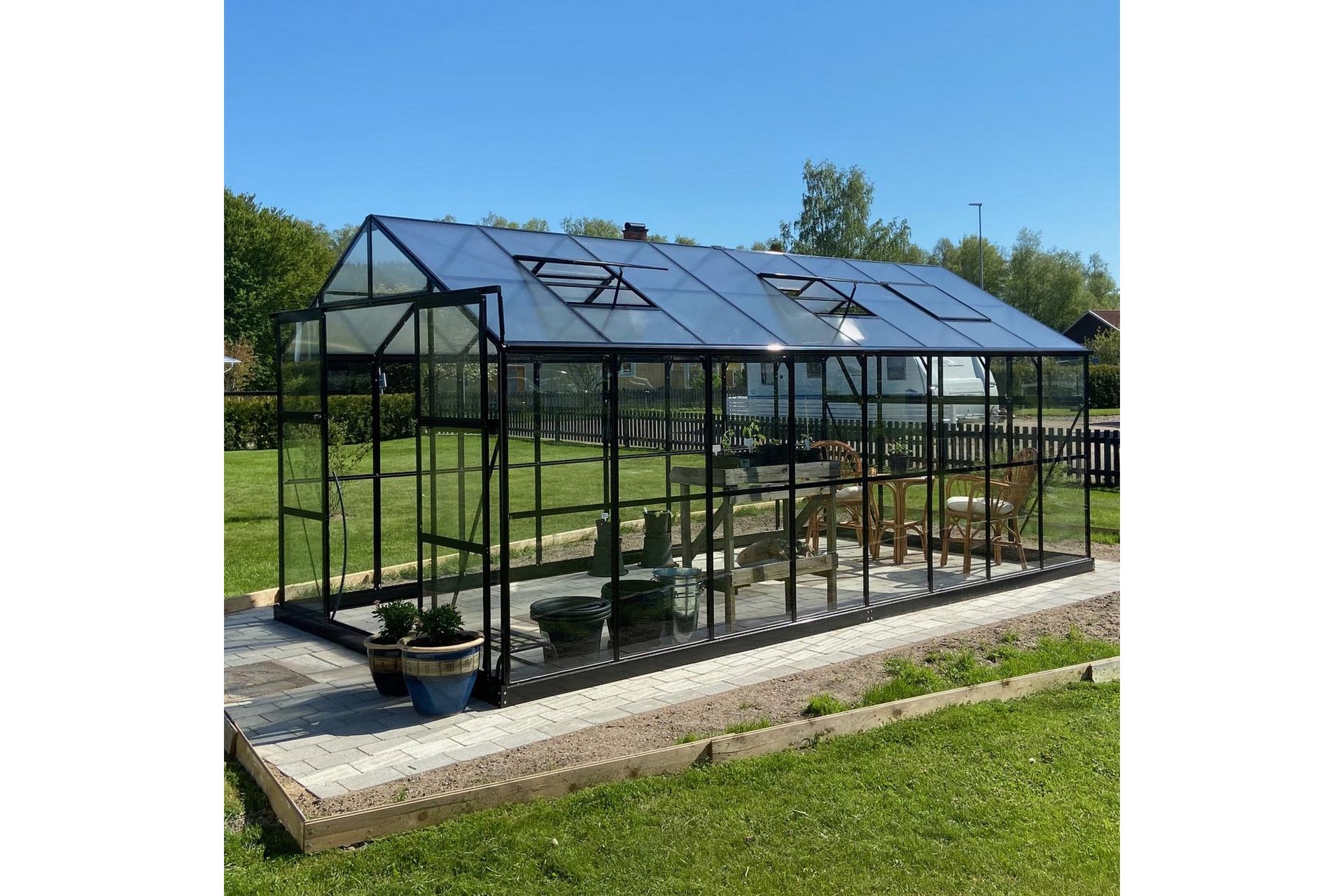 Marvell Drivhus 12,7m² - Antrasitt - Hage - Dyrking & hagearbeid - Drivhus