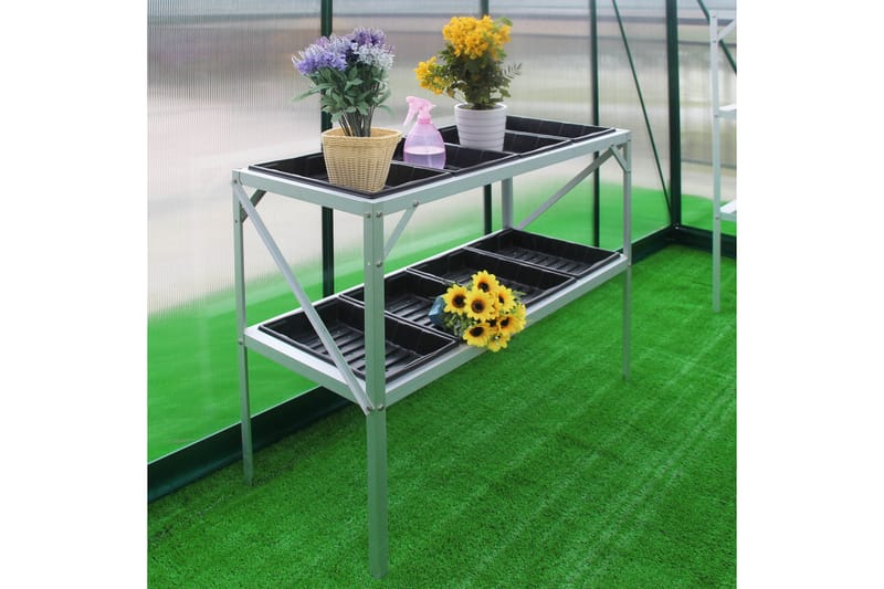 Drivhusbord med plantekasser 97x41x75 cm - Sølv - Plantebord - Dyrkingsbenk