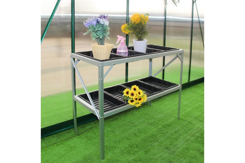 Drivhusbord med plantekasser 97x41x75 cm - Sølv - Dyrkingsbenk - Plantebord