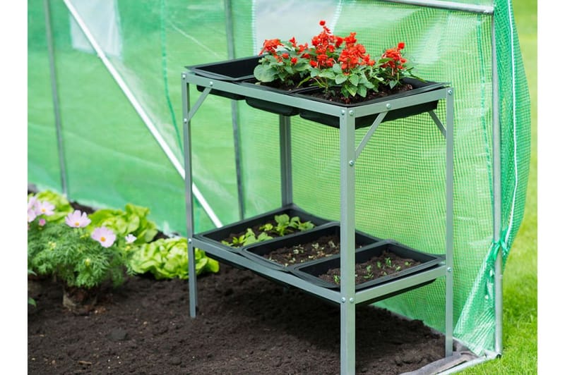 Nature Plantebord 77x40x77 cm galvanisert stål - Hage - Dyrking & hagearbeid - Drivhus - Plantebord