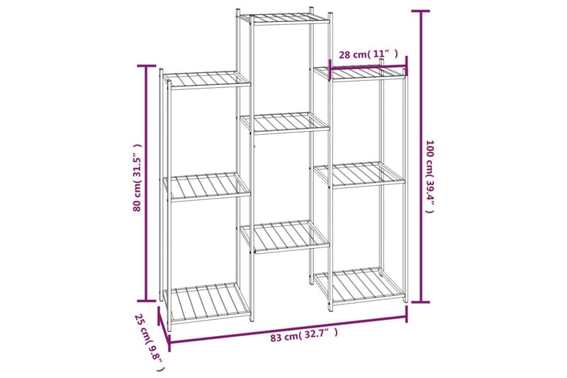 beBasic Blomsterstativ 83x25x100 cm svart jern - Svart - Hage - Dyrking & hagearbeid - Dyrking - Blomsterpotter - Blomsterhylle & blomsterstativ