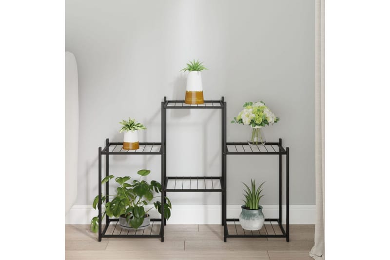 beBasic Blomsterstativ 83x25x60 cm svart jern - Svart - Hage - Dyrking & hagearbeid - Dyrking - Blomsterpotter - Blomsterhylle & blomsterstativ