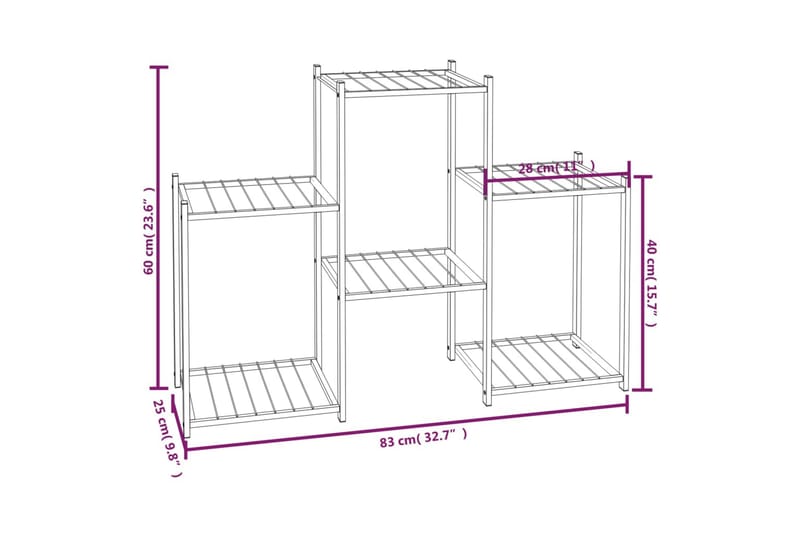 beBasic Blomsterstativ 83x25x60 cm svart jern - Svart - Hage - Dyrking & hagearbeid - Dyrking - Blomsterpotter - Blomsterhylle & blomsterstativ