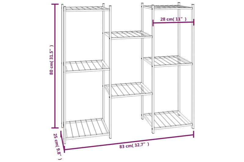 beBasic Blomsterstativ 83x25x80 cm svart jern - Svart - Hage - Dyrking & hagearbeid - Dyrking - Blomsterpotter - Blomsterhylle & blomsterstativ