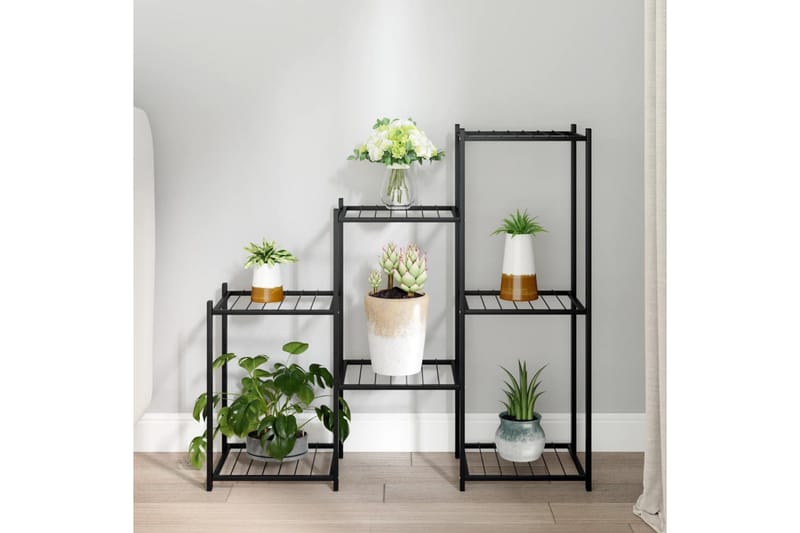 beBasic Blomsterstativ 83x25x80 cm svart jern - Svart - Hage - Dyrking & hagearbeid - Dyrking - Blomsterpotter - Blomsterhylle & blomsterstativ