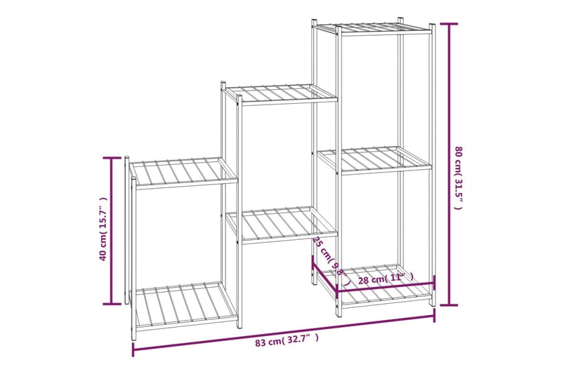 beBasic Blomsterstativ 83x25x80 cm svart jern - Svart - Hage - Dyrking & hagearbeid - Dyrking - Blomsterpotter - Blomsterhylle & blomsterstativ