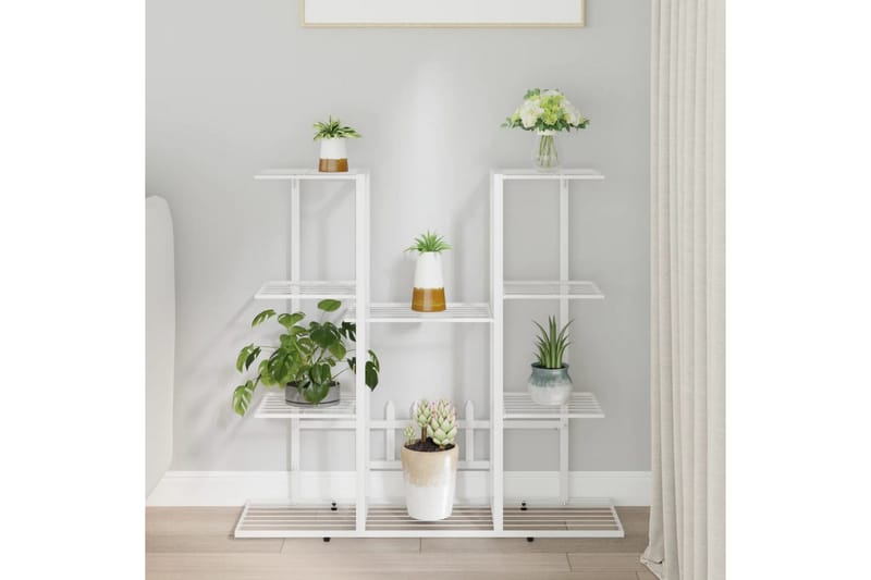 beBasic Blomsterstativ 94,5x25x89 cm hvit jern - Hvit - Hage - Dyrking & hagearbeid - Dyrking - Blomsterpotter - Blomsterhylle & blomsterstativ