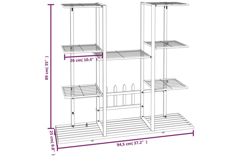 beBasic Blomsterstativ 94,5x25x89 cm hvit jern - Hvit - Hage - Dyrking & hagearbeid - Dyrking - Blomsterpotter - Blomsterhylle & blomsterstativ