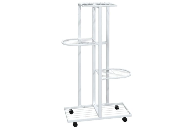 beBasic Blomsterstativ med hjul 4 etasjer 44x23x80 cm hvit jern - Hvit - Hage - Dyrking & hagearbeid - Dyrking - Blomsterpotter - Blomsterhylle & blomsterstativ