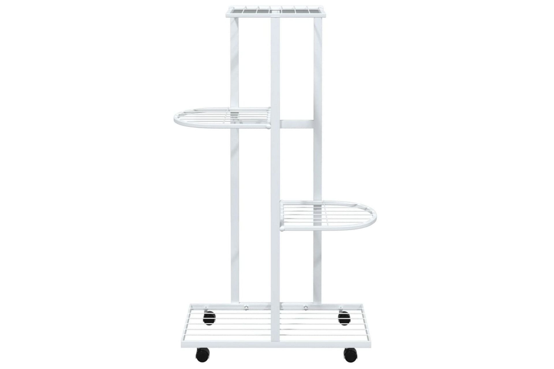 beBasic Blomsterstativ med hjul 4 etasjer 44x23x80 cm hvit jern - Hvit - Hage - Dyrking & hagearbeid - Dyrking - Blomsterpotter - Blomsterhylle & blomsterstativ