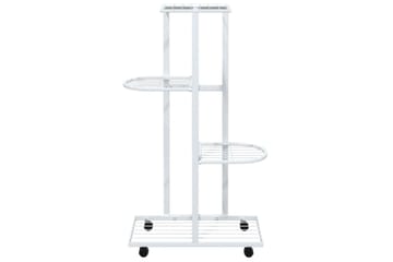 beBasic Blomsterstativ med hjul 4 etasjer 44x23x80 cm hvit jern - Hvit - Hage - Dyrking & hagearbeid - Dyrking - Blomsterpotter - Blomsterhylle & blomsterstativ
