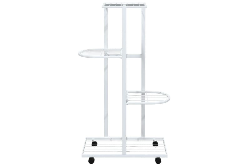 beBasic Blomsterstativ med hjul 4 etasjer 44x23x80 cm hvit jern - Hvit - Hage - Dyrking & hagearbeid - Dyrking - Blomsterpotter - Blomsterhylle & blomsterstativ